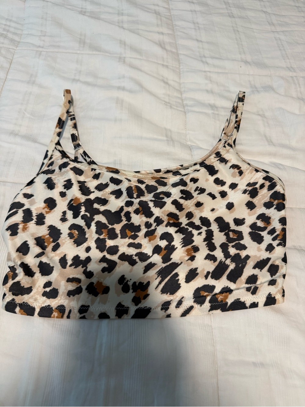 Aerie Leopard Print Swim Cami - Cream, Black, Brown